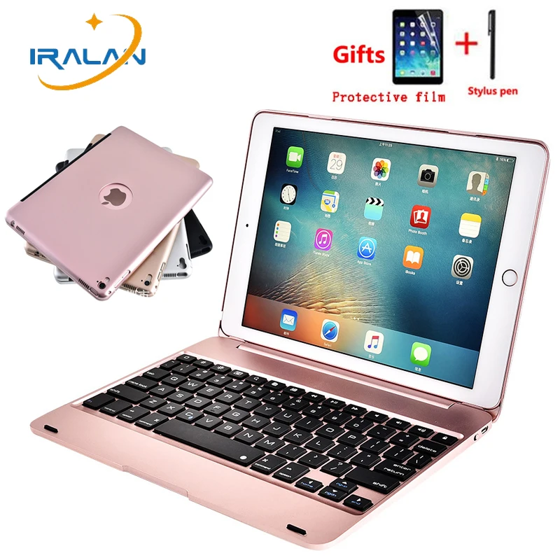 Горячие чехлы из алюминиевого сплава для iPad Air 2 Pro 9,7 дюймов Беспроводная Bluetooth клавиатура чехол подставка раскладушка чехол для планшета с откидной крышкой+ пленка+ ручка