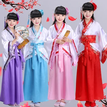

Girls Traditional Chinese Traditional Tang Hanfu Dress Child Clothing Cosplay Kids Children Fairy Dance Ancient Dresses DL3776