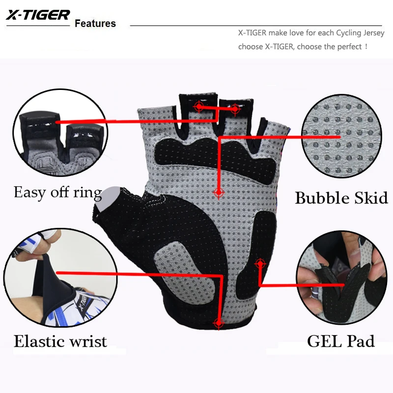 X-Tiger XM-DPST-014 قفازات ركوب الدراجات Hexagon 3D GEL المقاومة للصدمات - Image 3