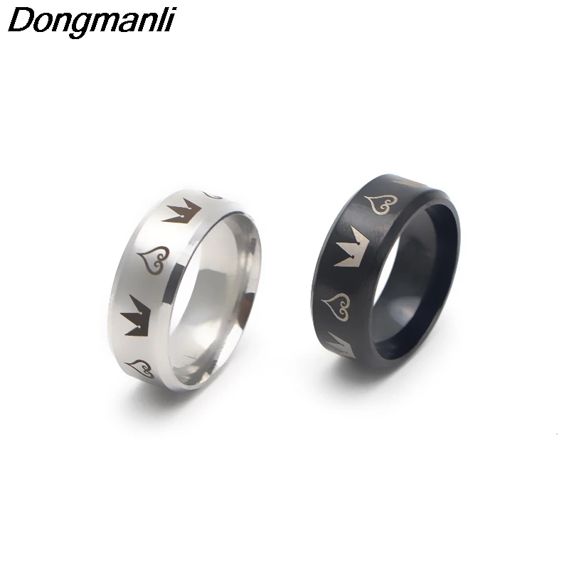 P1985dongmanli царство сердец короны Дизайн 8 мм Матовый центр черный шаг мужское кольцо дропшиппинг