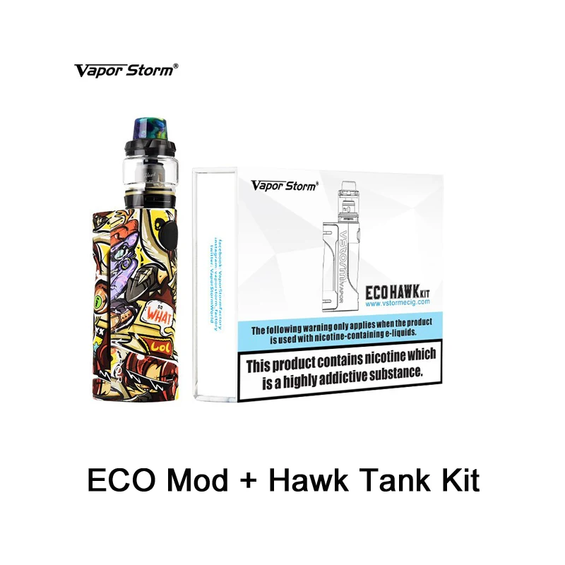 Оригинальный набор Vapor Storm ECO Hawk с 90 Вт Box Mod Vape Tank Fit 18650 электронная сигарета