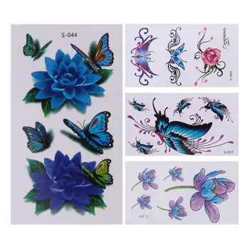 

10pcs Flash Body Art Tattoos 3D Butterfly Flower Temporary Tattoo Sticker Waterproof Body Tattoos Decoration