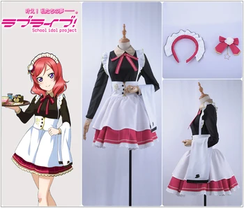 

Cosplay Costume Love Live! Muse Muse Tea Party Nishikino Maki Red Skirt Belt Wig Pigtail Hairband Hairpin Maid Uniform