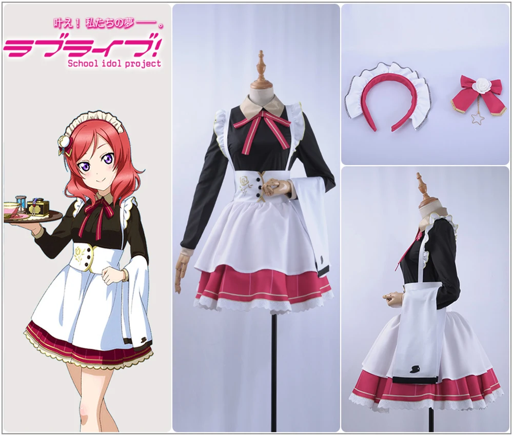 Карнавальный костюм Love Live! Muse чайные вечерние Nishikino Maki красные юбки пояс парик