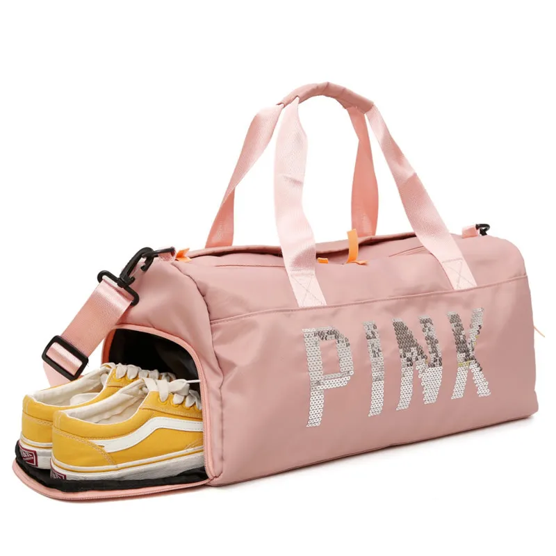 

Outdoor Waterproof Nylon Sports Gym Bags Men Women Training Fitness Travel Handbag Yoga Mat Sport Bag with shoes Compartment