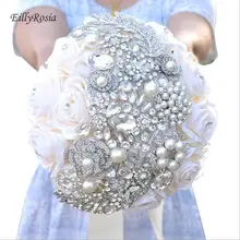 Элегантное украшение из жемчуга и кристаллов украшения для букета невесты розы цветы искусственная белая брошь невесты букет de mariage