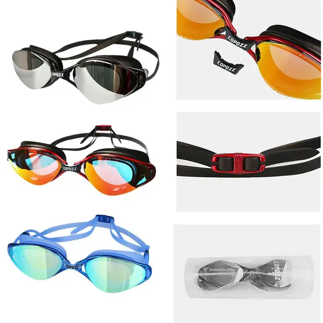 Best Price New Copozz Fashion Waterproof Anti-fog Small Flame Swimming Goggles Electroplating Version Silicone Glasses With Plastic Box 