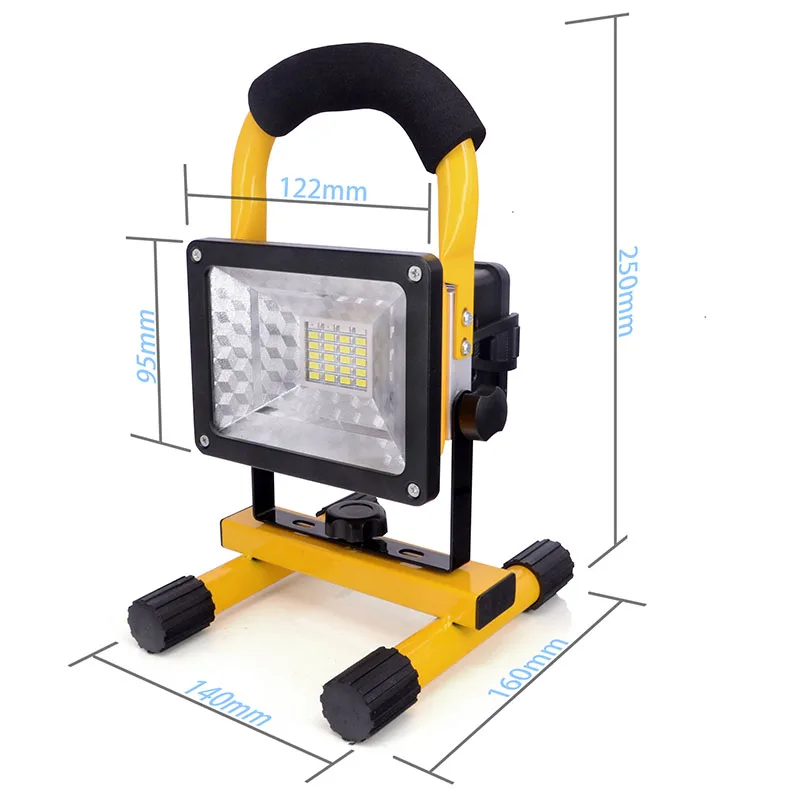Легкий и портативный светодиодный наружное освещение 30 Вт с перезаряжаемой батареей 2400Lm Беспроводная лампа желтый светодиодный прожектор