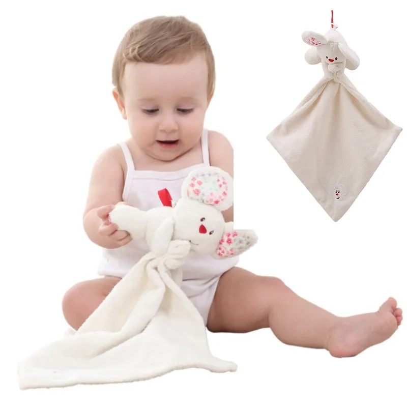 

New Beige White Mouse Plush Doll Baby Soothing Comfort Plush Towel Baby Hand Grasp Pacify Towel Plush Baby Bed Hanging Toys