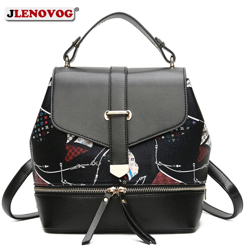 

Girls floral Mini Backpack Women's Black PU Leather Backpacks Casual Flap Square School Bag Female Famous Brand mochilas Bagpack