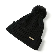 Осенне-зимняя женская вязаная шапка с помпоновая шапочка Теплая Повседневная шапка для активного отдыха KS-shipping