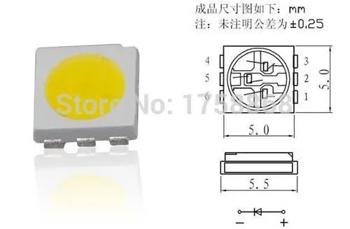 100 шт 5050 Белый SMD/SMT 3-чипы светодиодный PLCC-6 супер яркий свет лампы Высокое качество 5050 SMD светодиодный холодный белый