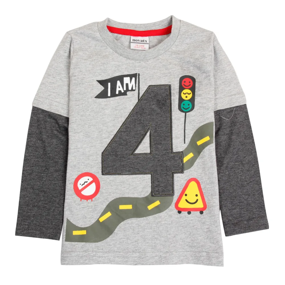 Retail kids boys t shirts clothes nova kids factory sell new winter boy t shirts children