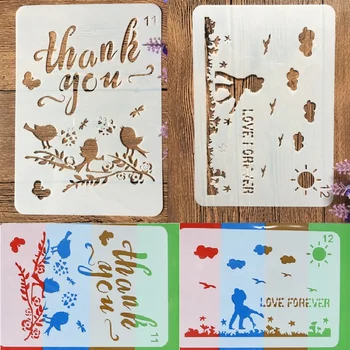 

2Pcs 20cm Thank You Bird Lover DIY Craft Layering Stencils Painting Scrapbooking Stamping Embossing Album Paper Template