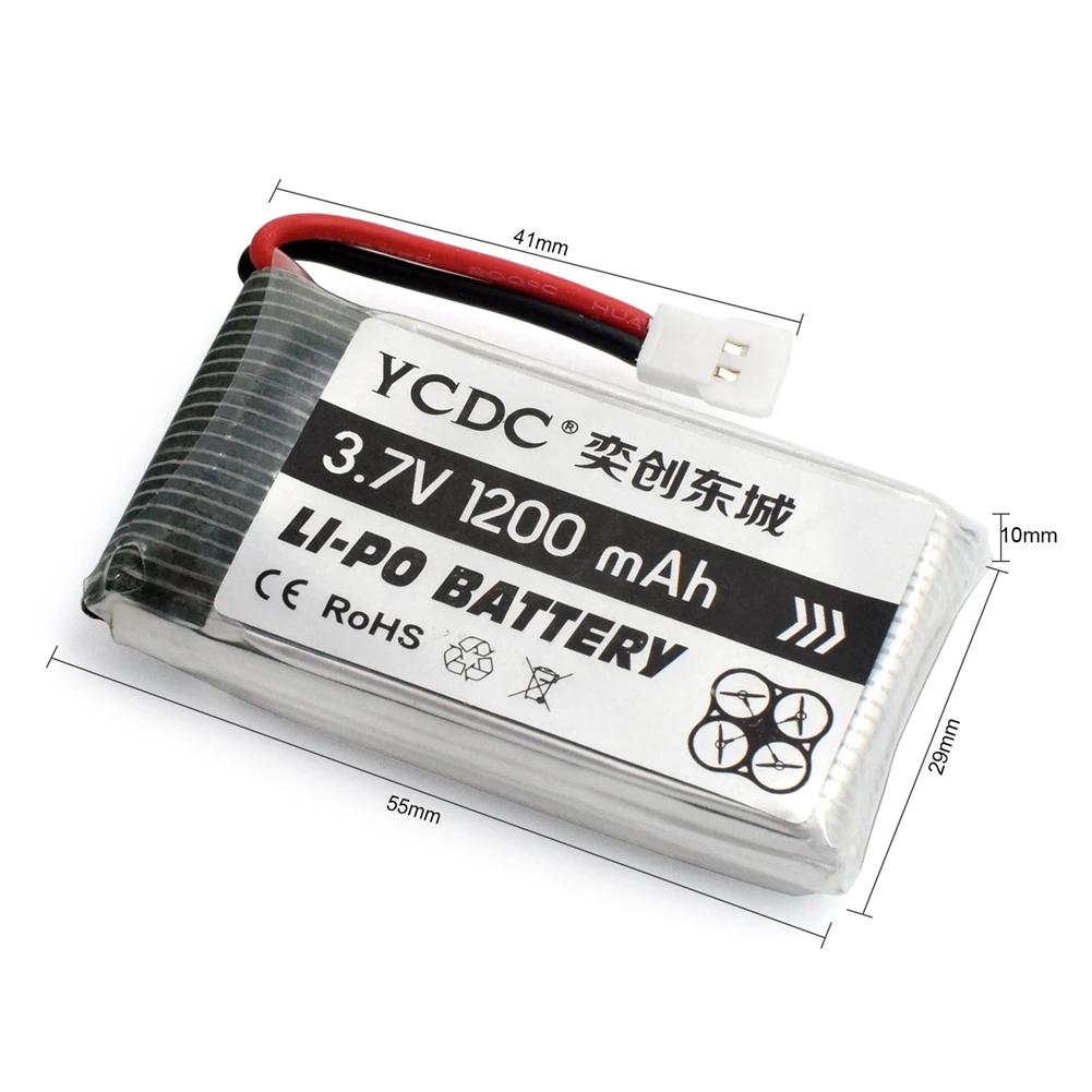 YCDC Li-Po Батарея 1200/850/600/500/380/мА/ч, 3,7 V для Syma WLtoys Hubsan JJRC Дрон Квадрокоптер Перезаряжаемые батареи - Цвет: 1200mAh Batery