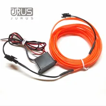 JURUS Top fashion 2 Metros tira conduzida flexível luz neon brilho el arame liso para luzes interior do carro com Inversor carro-styling
