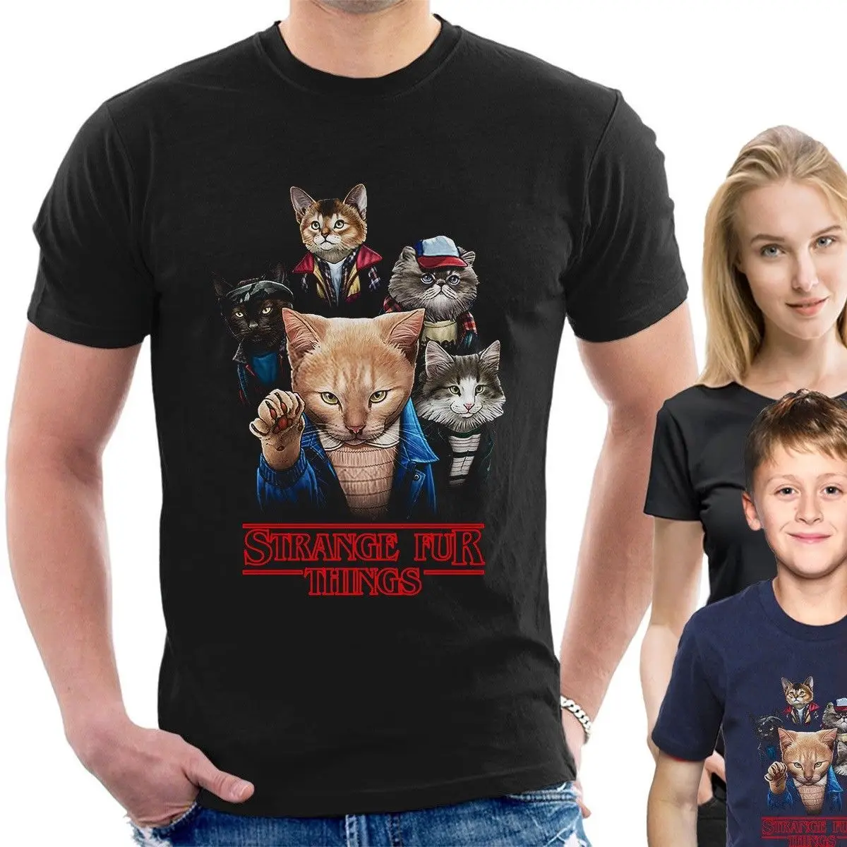 

STRANGE FUR THINGS T-SHIRT Stranger Things Eleven Cat Lovers Man Trump Sweat Sporter T-shirt Hoodie Hip Hop T-shirt