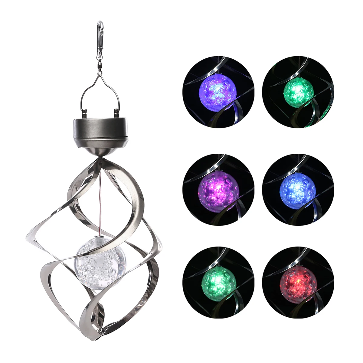 Solar Wind Chime LED Color Changing Hanging Light Decorative Solar Powered Wind Chime Spinner Light For Home Garden Decor