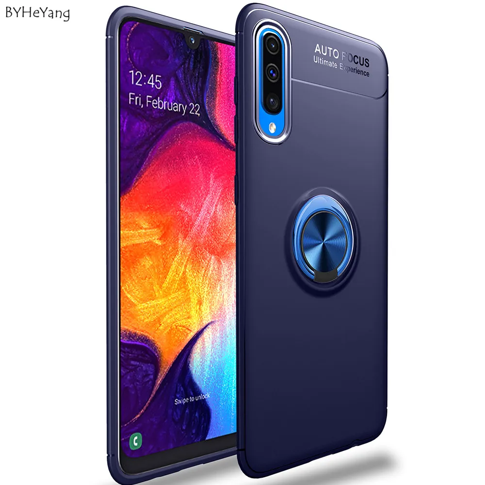 

For Samsung Galaxy M10 M20 A10 A20 A30 A40 A50 A70 Case Colorful Metal Magnetic Ring Holder Soft TPU Luxury Cover fit a50 2019