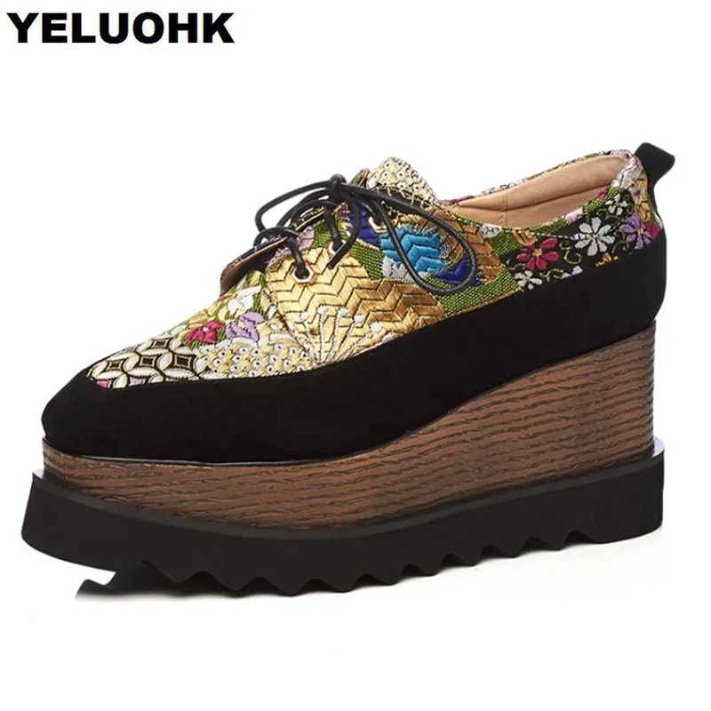 Large Size New Platform Shoes Women Spring High Heels Casual Square Toe Shoes Women Pumps Wedge Shoes For Women Large Size New Platform Shoes Women Spring High Heels Casual Square Toe Shoes Women Pumps Wedge Shoes For Women