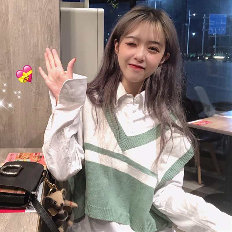 4 цвета Mihoshop Ulzzang Корейская женская одежда осень V воротник Повседневная