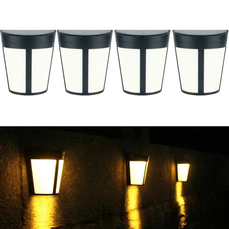 

4PCS Solar Powered Wall Light Outdoor Garden Solar Wall Lamp Light Sensor Waterproof for Outdoors Garden Patio Yard Garage