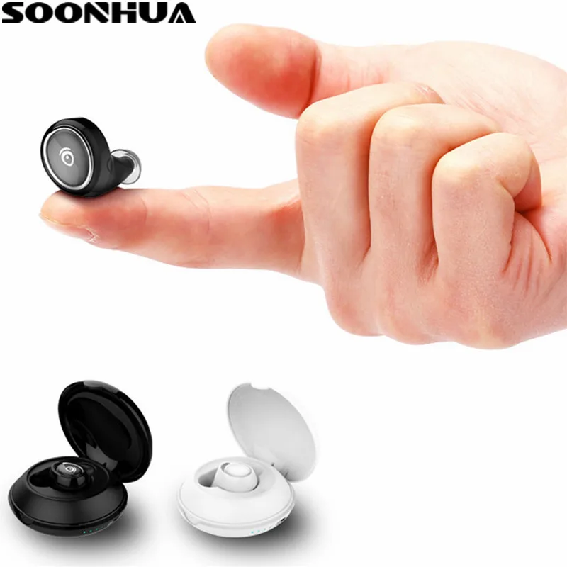 

SOONHUA Mini Bluetooth Earphone Car Driving Handsfree Earbud Wireless Sport Running HiFi Headset With Portable Charging Box
