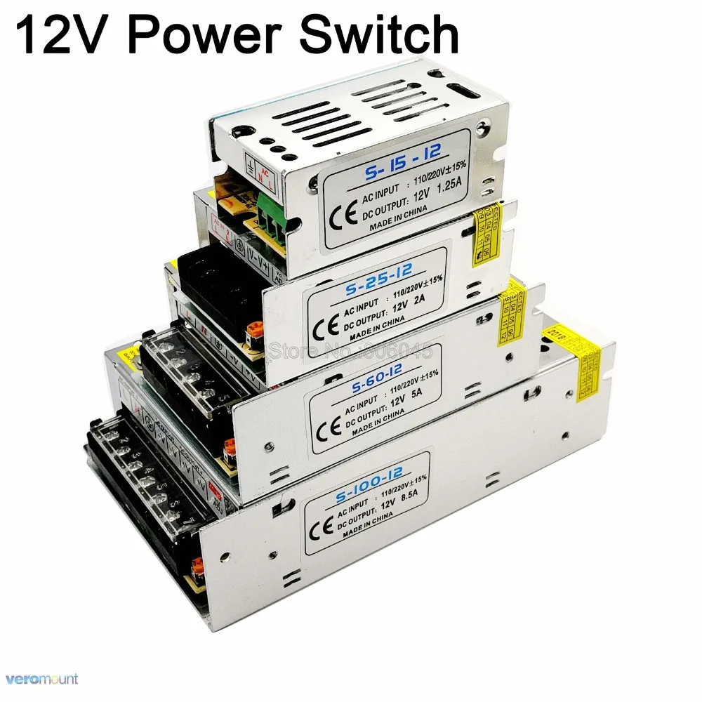 Универсальный импульсный источник Питание AC к DC 12V 1.25A 2A 3A 5A 6.5A 8.5A 10A 12.5A 15A 16.5A 20A 25A 30A 33A 40A 50A трансформатор