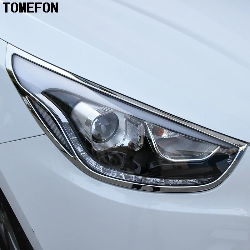 Для Hyundai ix35 2013 Chrome спереди и сзади Фары для автомобиля задние фонари Крышка лампы отделки Рамки ободок гарнир автомобиля Интимные аксессуары