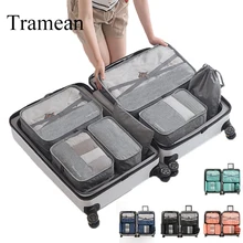7 шт. Набор сумок для путешествий, сумка для багажа, водонепроницаемый Органайзер, упаковочные кубики, дышащая сетчатая упаковка, дорожная сумка для путешествий, сумка для переноски, чемодан 4