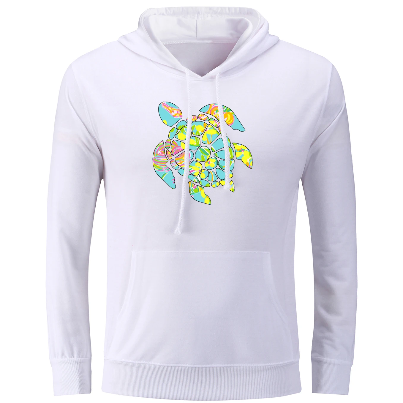 Colorful Sea Turtle Graphic Funny Hoodies Men Women Cotton Jackets Hip