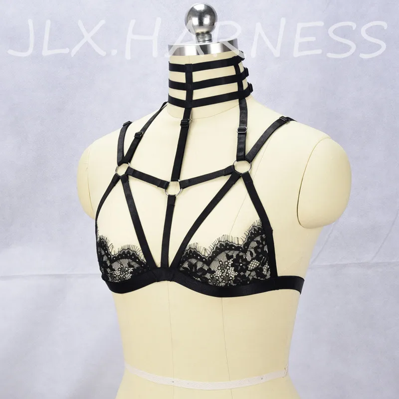 JLX.HARNESS New Arrival Lace Cage Bra Harness Sexy Underwear See Through Lingerie Lace Cup Bralette Fetish Bondage Harness O0430 5 JLX.HARNESS New Arrival Lace Cage Bra Harness Sexy Underwear See Through Lingerie Lace Cup Bralette Fetish Bondage Harness O0430 5