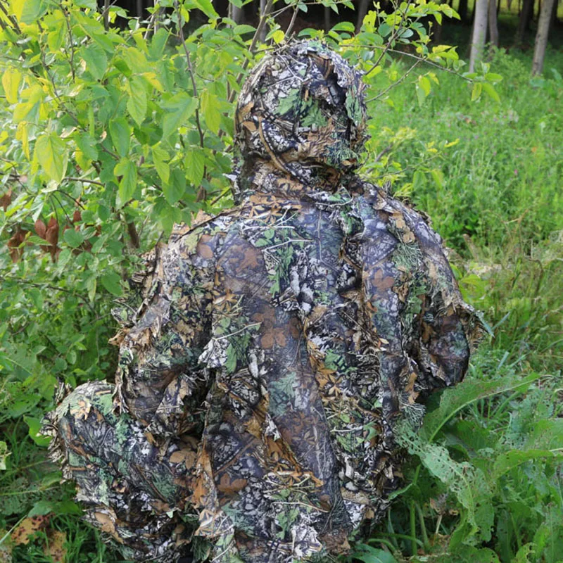 

2018 Hunting Clothes New 3D Maple Leaf Bionic Ghillie Suits Sniper Birdwatch Airsoft Camouflage Clothing Jacket and Pants XNC