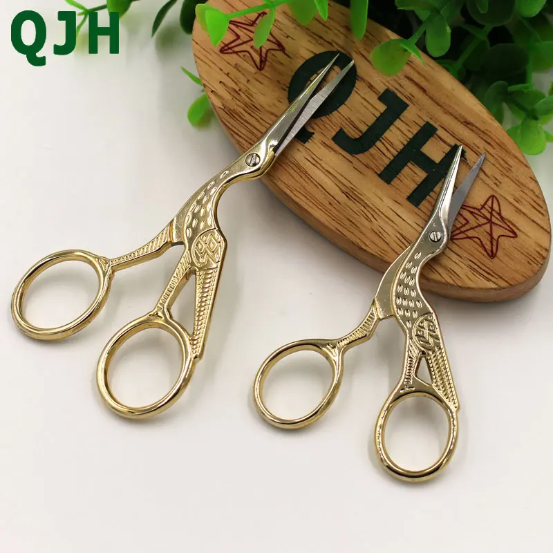 

European Retro Sewing Scissors Cross Stitch Bronze Silver Gold Crane Bird Tailor's Scissor DIY Handcraft Sewing Supplies Tools