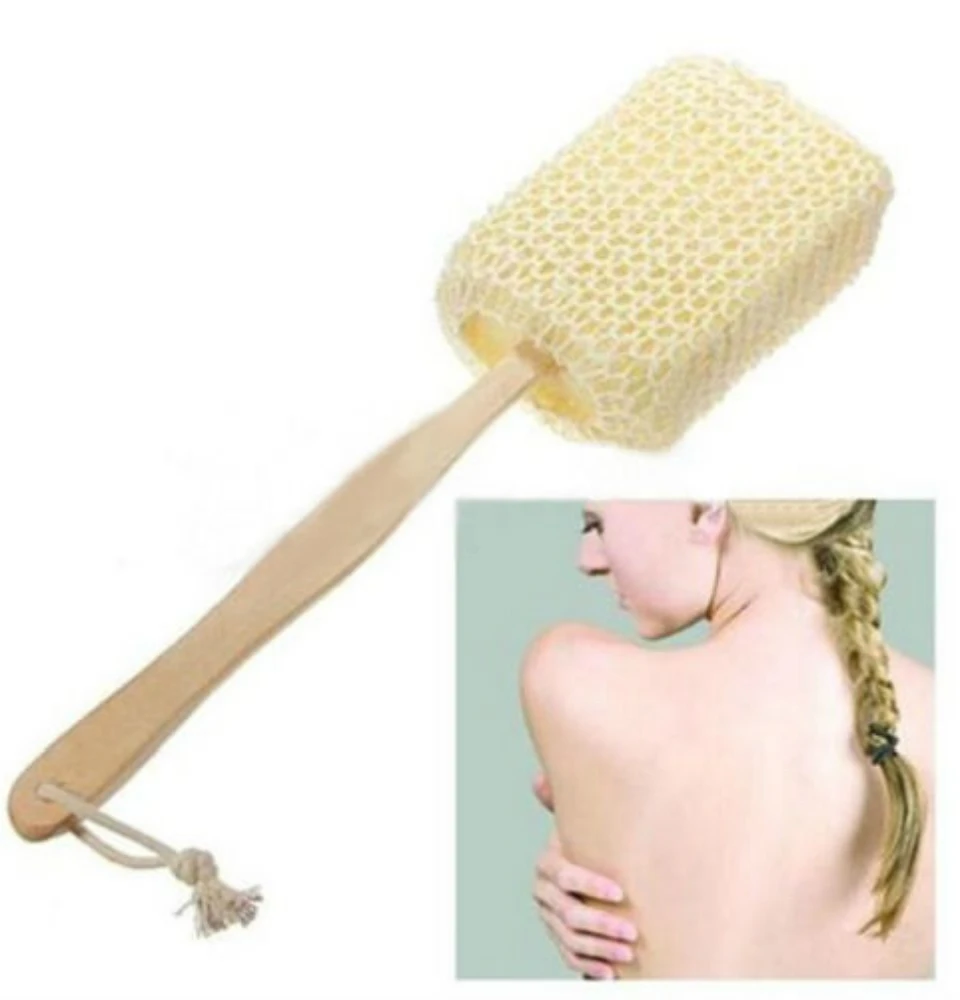 FD2687 Natural Sisal Long Handle Body Back Brush Shower Sponge Spa Bath