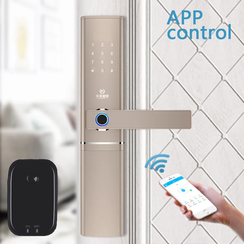 App Wifi Remote Bluetooth Gateway Lock Fingerprint Passcode Smart Homelock Anti theft IC Card