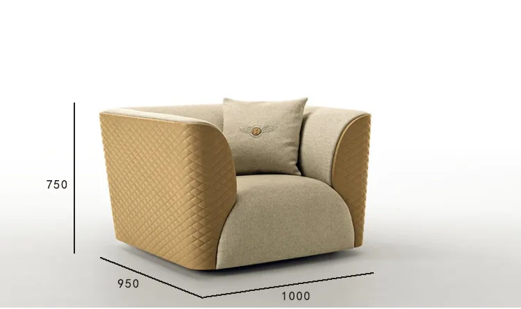 Высококачественный диван для виллы, роскошный постсовременный диван из искусственной кожи, итальянский клубный дом для отеля - Цвет: 1 seater fabric pu