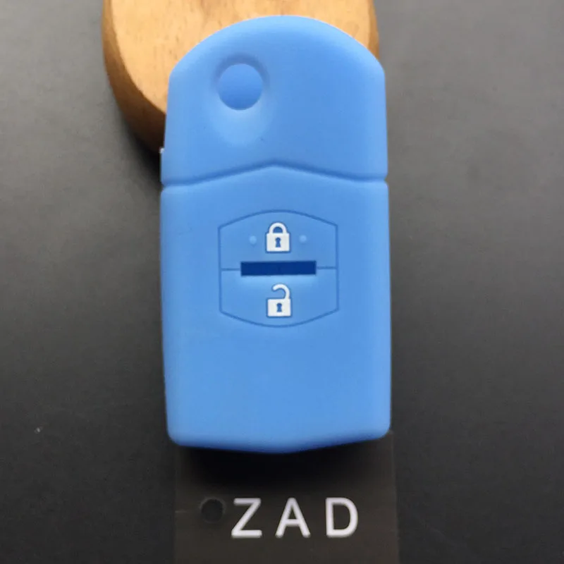 ZAD 2 кнопки силиконовый резиновый автомобильный ключ чехол для MAZDA 3 5 6 RX-8 MX-5 2 кнопки Автомобильный Брелок чехол - Название цвета: LIGHT BLUE
