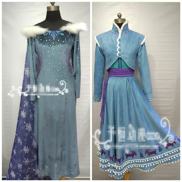 

2019 New Ice Queen 2 Elsa Anna Cosplay Costume Long Cloak Dress Custom Made Adult Girl's For Birthday Party Halloween Christmas