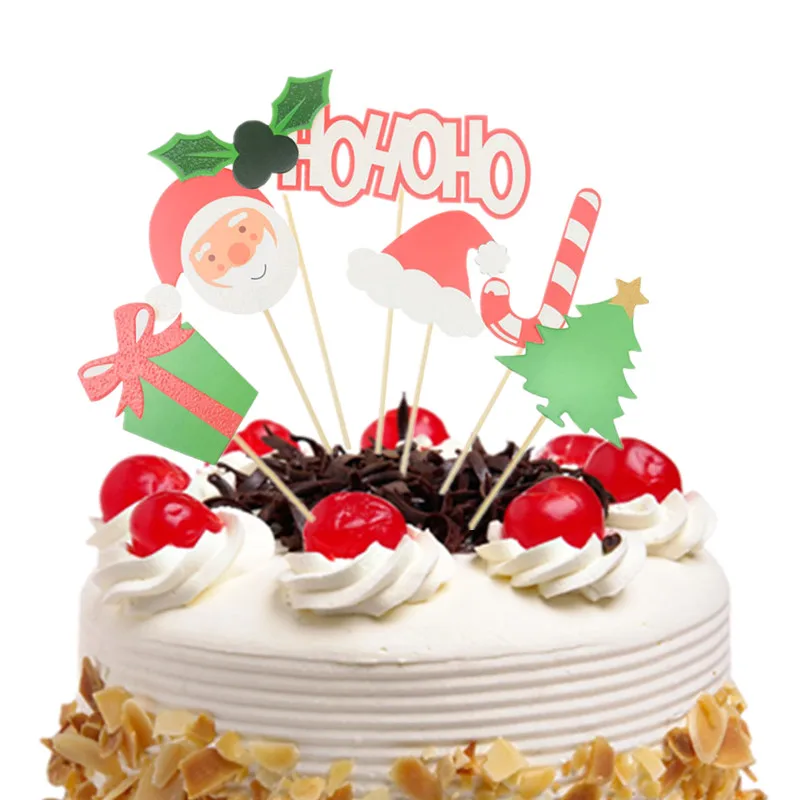 

Cake Topper Flags Christmas Santa Claus Candy Cane Kids Happy Birthday Cupcake Cake Topper Wedding Party Baby Shower Baking DIY