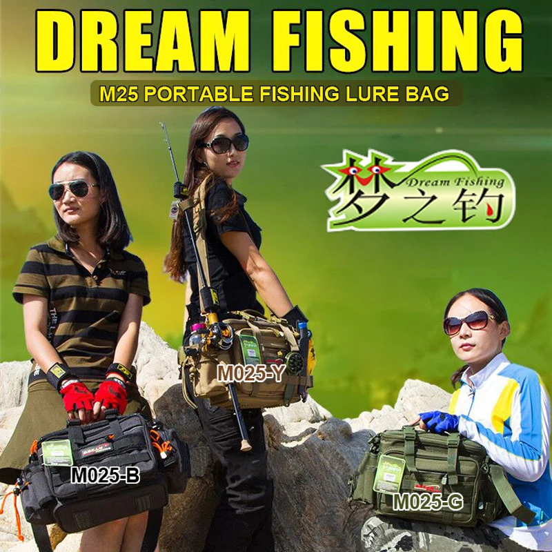 Мечта рыболовная сумка большой емкости 36x18x23 см Многофункциональный водонепроницаемый 1200D нейлон Mochila Bolsa De Pesca рыболовные инструменты