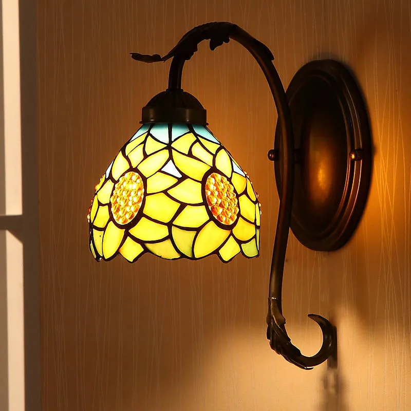Тиффани Мода Европейский Стиль LED настенный светильник Подсолнух Богемия