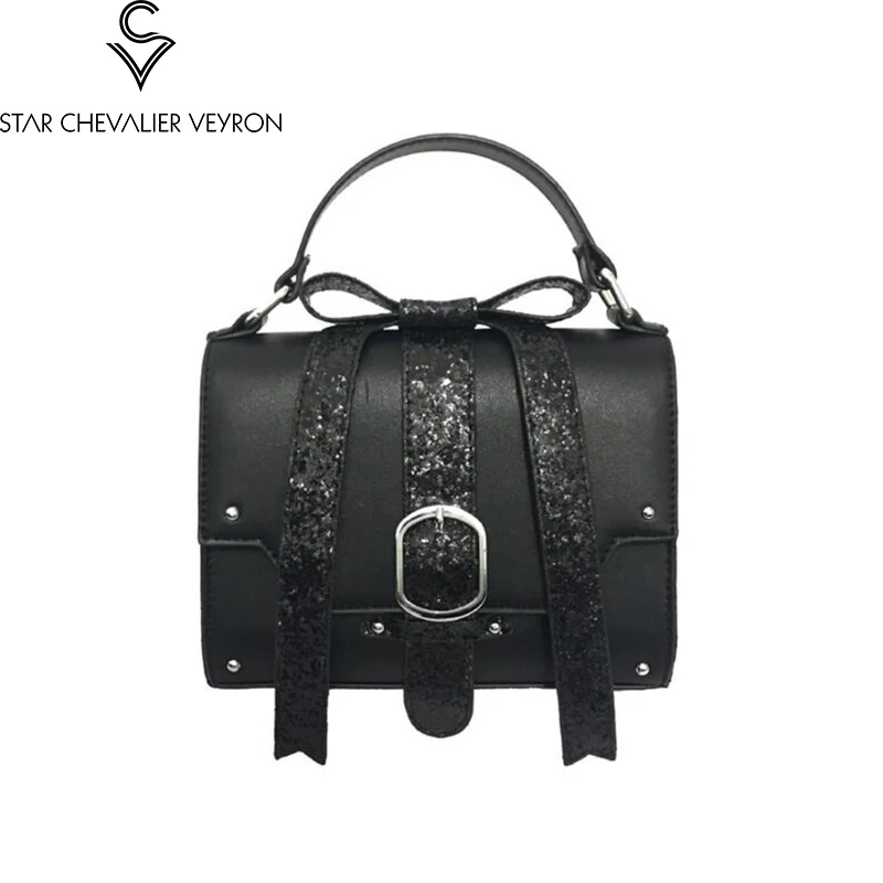 

2017 3 new colors The new fashion trend bow decoration women handbags Simple solid high quality pu leather women shoulder bags