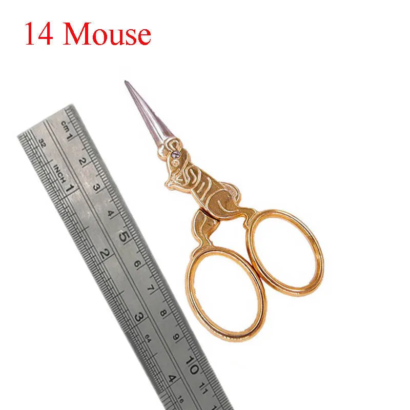 Рукоделие Thrum Fancywork Dressmake Scissor ткань резьба ножницы швейная игла Вышивка крестом портной пряжи винтажная отделка - Цвет: Gold Mouse