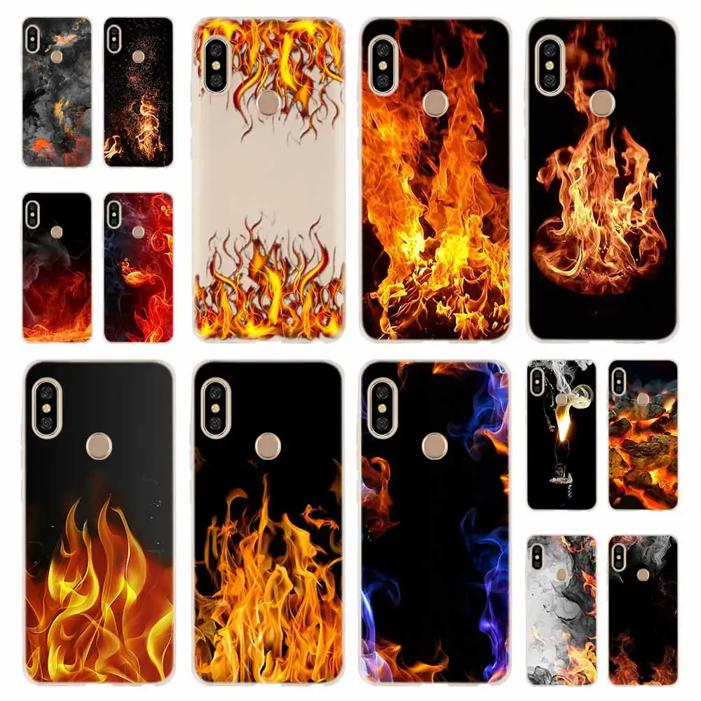 

Fire smoke Pattern Fashion Soft TPU Case Cover For Coque Xiaomi Redmi 4A 5A 6A 4X 5 Plus 6 Pro Note 7 6 4 4X 3 5