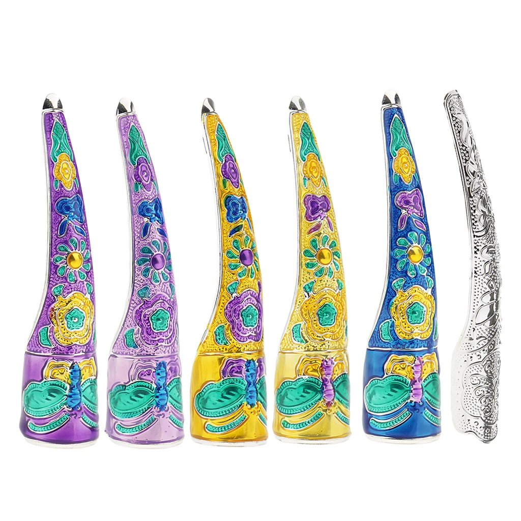 Vintage Long Fingernails Joint Womens Belly Dance Gypsy Egyptian Finger Nails Ring for Fancy Dress Ball Stag Performance Cosplay