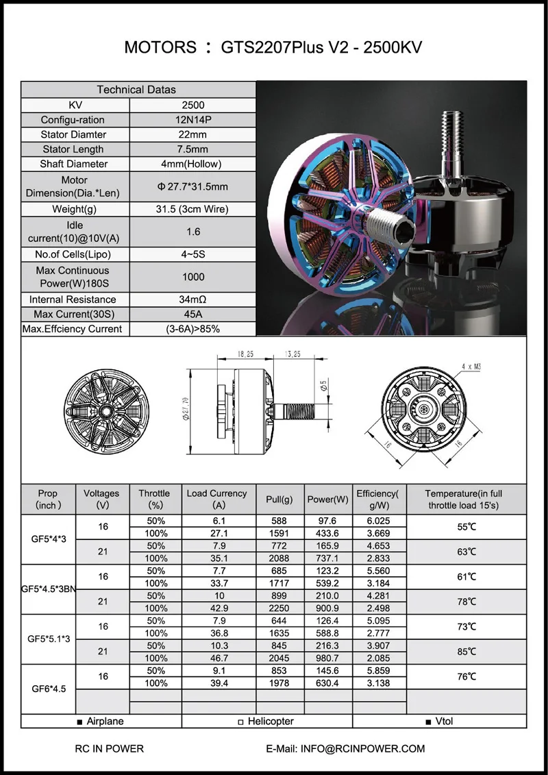 4 шт. RCINPOWER GTS-V2 2207 плюс гоночный двигатель 2750 кВ-4 S 1860 кВ-6 S 2500 кВ-4 S для дрона с дистанционным управлением запасные Запчасти FPV насилия