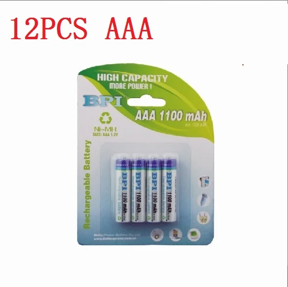 

BPI 12PCS AAA Battery Ni-MH 1.2V 1100MAH AAA Rechargeable Battery