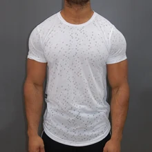 Новинка, короткий рукав, хлопок, летние баскетбольные майки, рваные мужские футболки, облегающие, обтягивающие, обтягивающие, дышащие