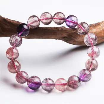 

11mm Genuine Natural Super Seven 7 Melody Stone Stretch Bracelet For Women Femme Charm Round Crystal Bead Bracelet Just One Gift